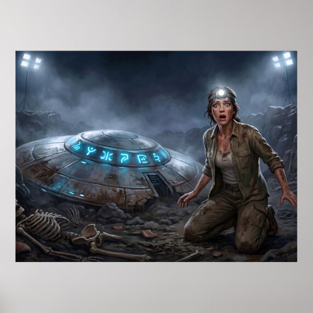 Affiche Site de Fouille d'Archéologue Alien UFO Paranormal (Devant)