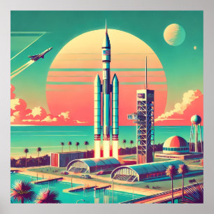 Affiche Site de lancement futuriste atomique de la Nouvell