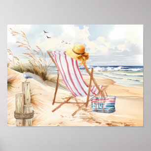 Affiche Situé au bord du monogramme Sea Beach