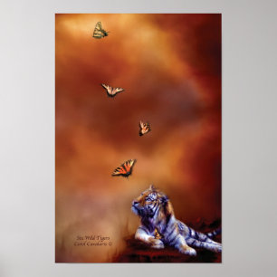 Affiche Six affiches/copies sauvages d'art de tigres