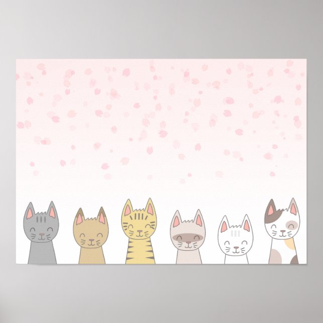 Affiche Six chats adorables. (Devant)