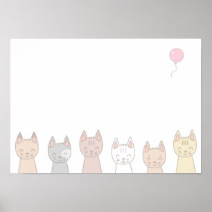 Affiche Six chats adorables.
