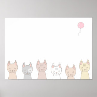 Affiche Six chats adorables.