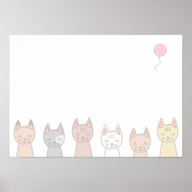 Affiche Six chats adorables. (Devant)