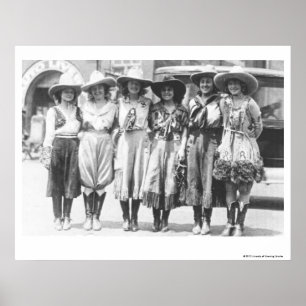 Affiche Six cowgirls à Cheyenne Frontier Days.