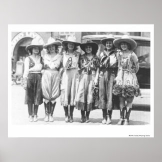 Affiche Six cowgirls à Cheyenne Frontier Days.