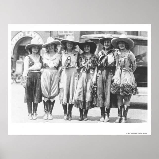 Affiche Six cowgirls à Cheyenne Frontier Days. (Devant)