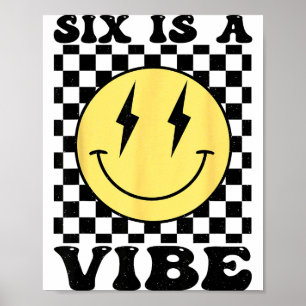 Affiche Six est une ambiance visage sourire rétro 6 ans an
