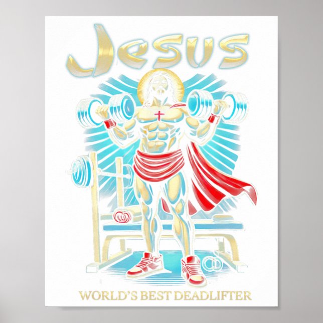 Affiche Six Pack Jésus Meilleur Deadlifter Chrétien Chr (Devant)