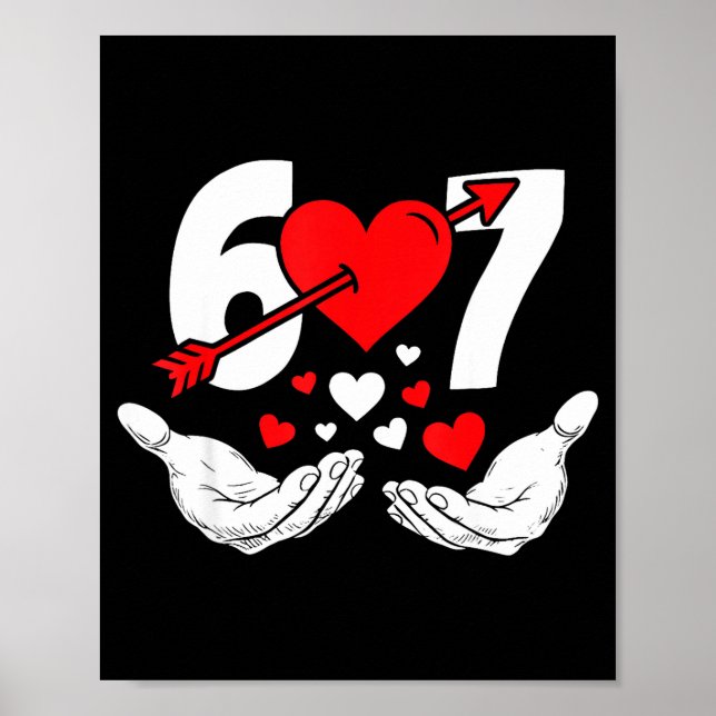 Affiche Six Seven 67 6 7 Enfants 67 Mème Mains Drôle Valen (Devant)