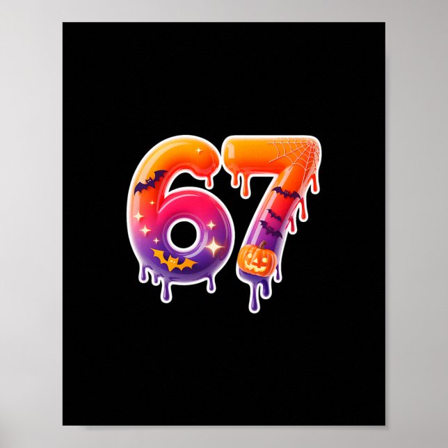 Affiche Six Seven 67 6 7 Meme Design Funny Ice Cream Drip  (Devant)