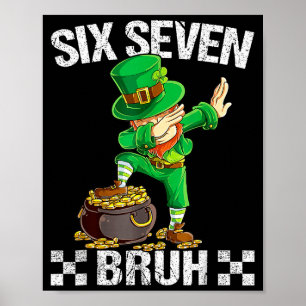 Affiche Six Seven 67 Bruh Dabbing Leprechaun Saint-Patrick