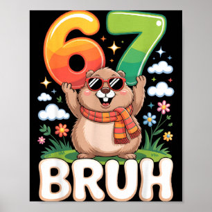 Affiche Six Seven 67 Bruh Groundhog Drôle 6 7 Meme Garçons