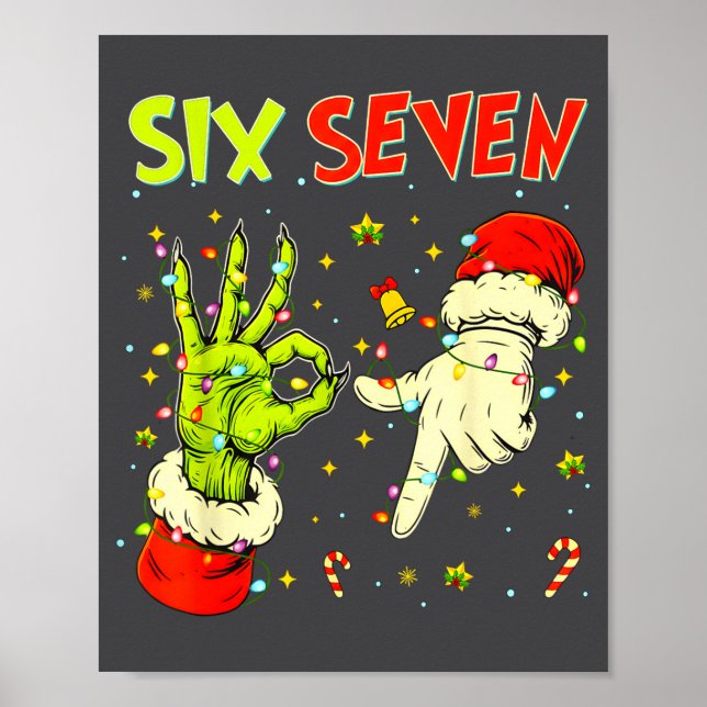 Affiche Six Seven 67 Funny Hand-sign Christmas Meme  (Devant)