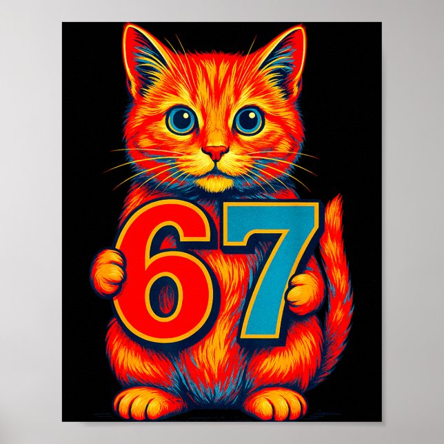 Affiche Six Seven 67 Mème 6 7 Chat Jeunesse Garçon Fille  (Devant)