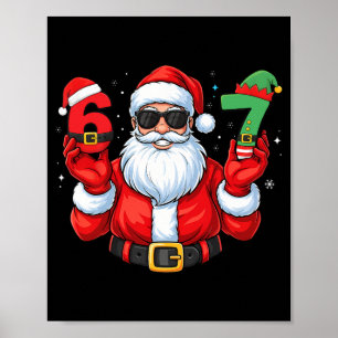 Affiche Six Seven 67 Mème 6 7 Elfe Santa Noël Pyjama