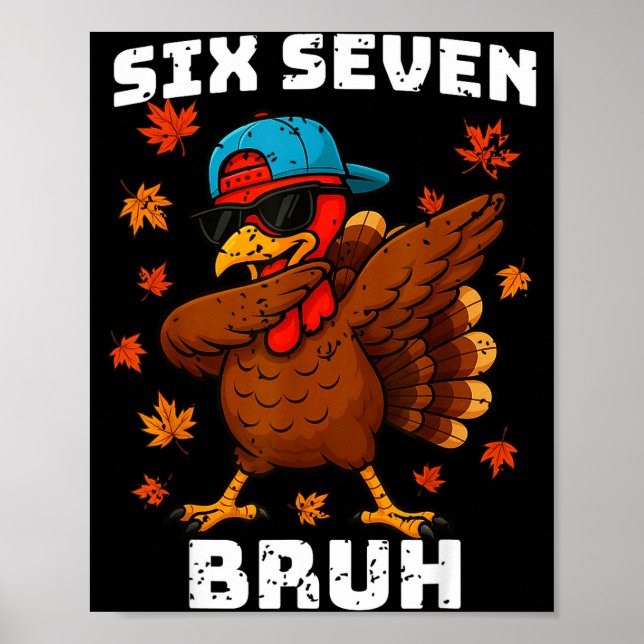 Affiche Six Seven 67 Meme de Thanksgiving Drôle Dinde Reco (Devant)