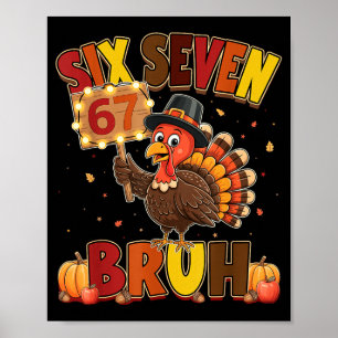 Affiche Six Seven 67 Meme de Thanksgiving Drôle Remerciant