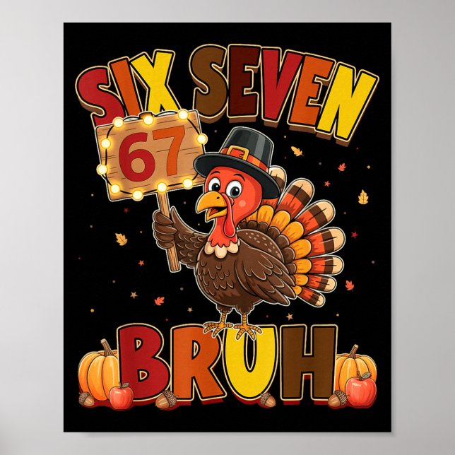 Affiche Six Seven 67 Meme de Thanksgiving Drôle Remerciant (Devant)