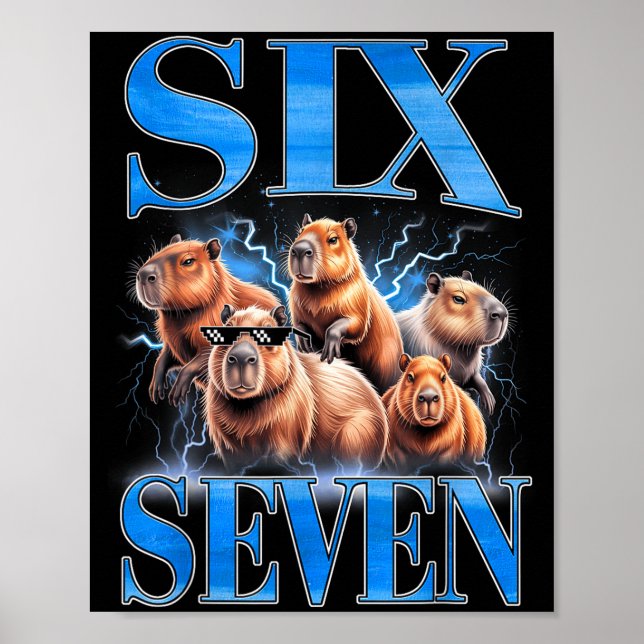 Affiche Six Seven 67 Mème Drôle Capybara Contrefaçon Graph (Devant)