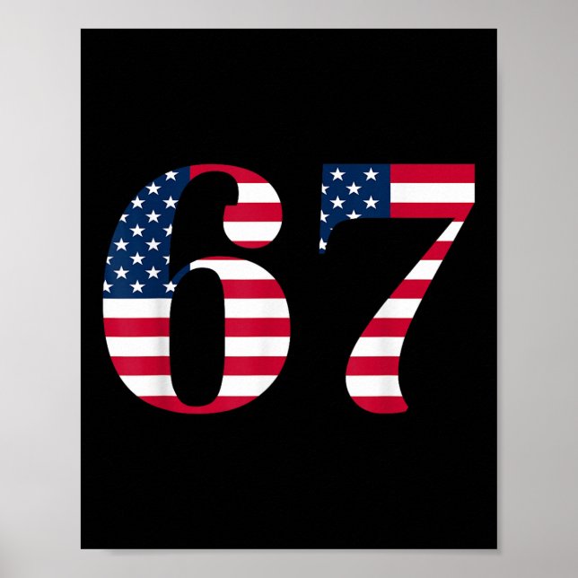 Affiche Six Seven 67 Mème Drôle de Drapeau Américain Hallo (Devant)