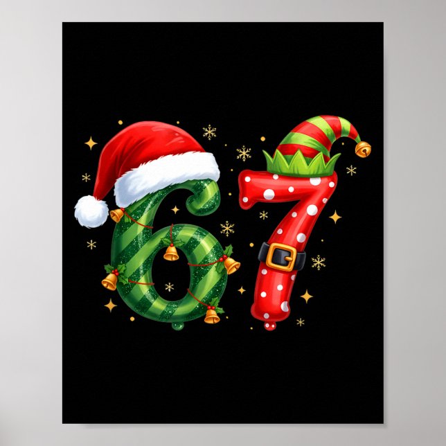Affiche Six Seven 67 Meme Funny Christmas Santa Gen Alpha  (Devant)