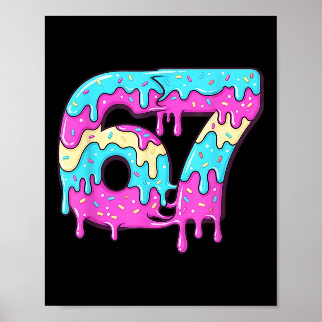 Affiche Six Seven 67 Mème Goutte à Goutte Numéro 67 Crème  (Devant)