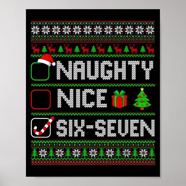 Affiche Six Seven 67 Meme Nice Naughty Christmas Pajamas M (Devant)