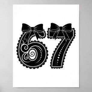 Affiche Six Seven 67 Mème Numéro 67 Nœud Coquet Femmes Fil