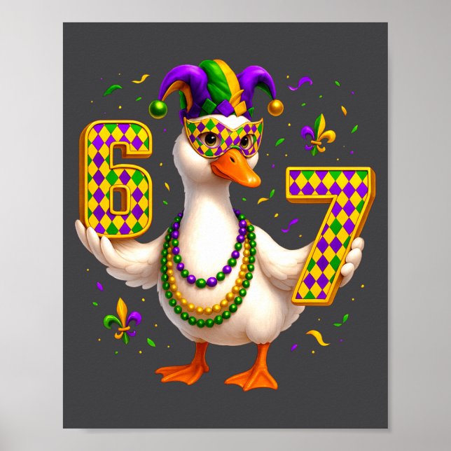 Affiche Six Seven 67 Mème Oie Avec Chapeau de Bouffon & Pe (Devant)