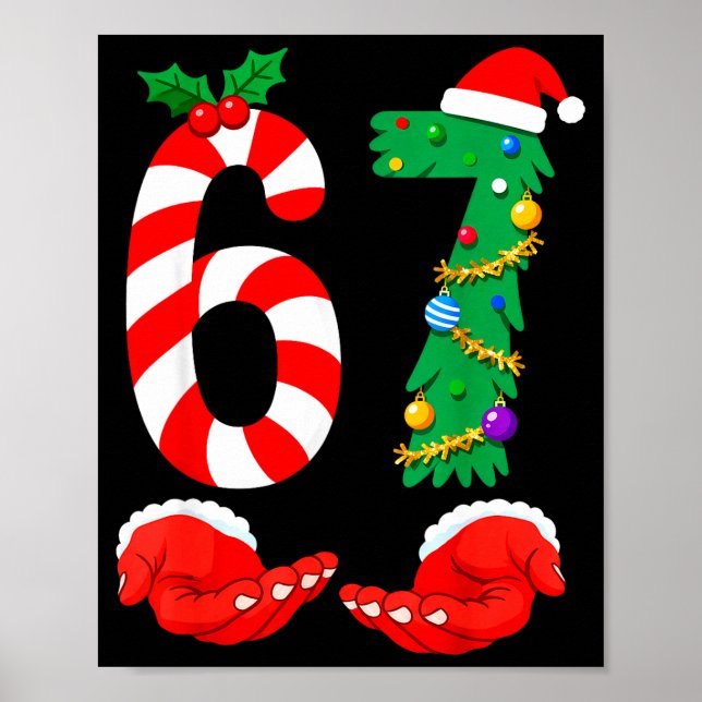 Affiche Six Seven 67 Mème Santa Noël Vacances Drôle  (Devant)