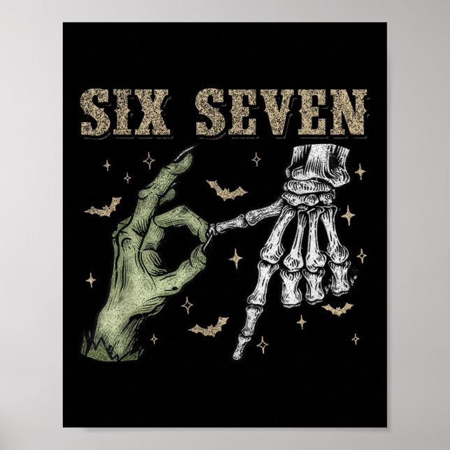 Affiche Six Seven 6 7 Halloween 67 Fantôme de squelette mo (Devant)
