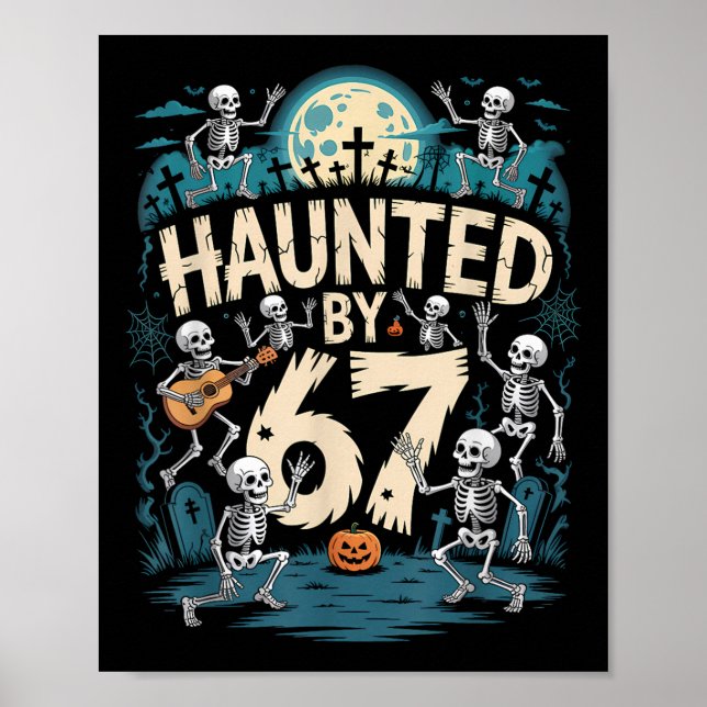 Affiche Six Seven 6 7 Hanté Mème Main de Squelette Hallowe (Devant)