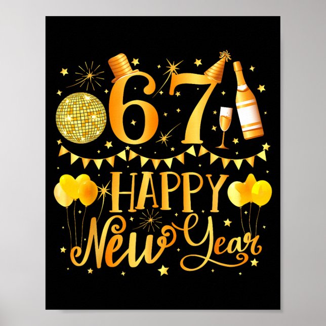 Affiche Six Seven 6 7 Meme Funny Happy New Year 67 2026  (Devant)
