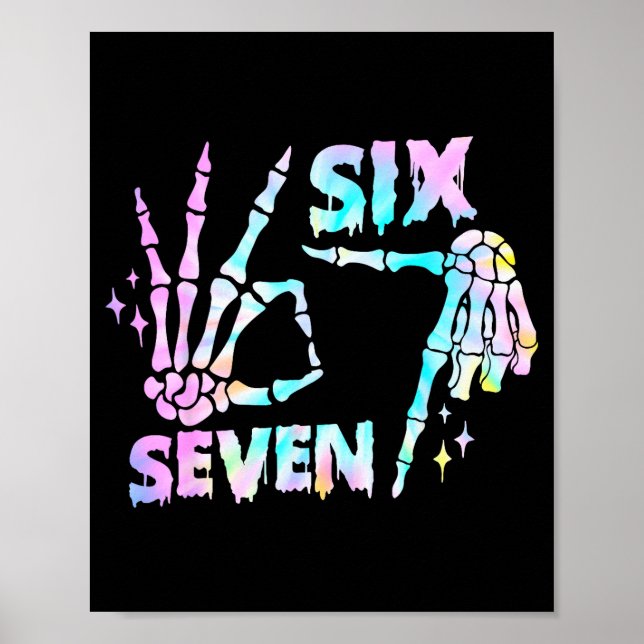Affiche Six Seven 6 7 Meme Funny Skeleton Hands Sign Let's (Devant)