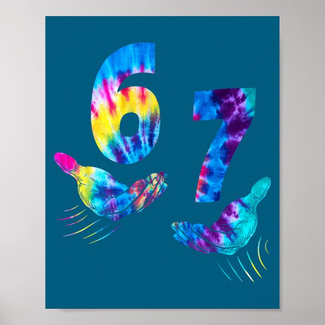 Affiche Six Seven 6 7 Tie Dye Kids Girl Boy 6-7 Meme Hands (Devant)