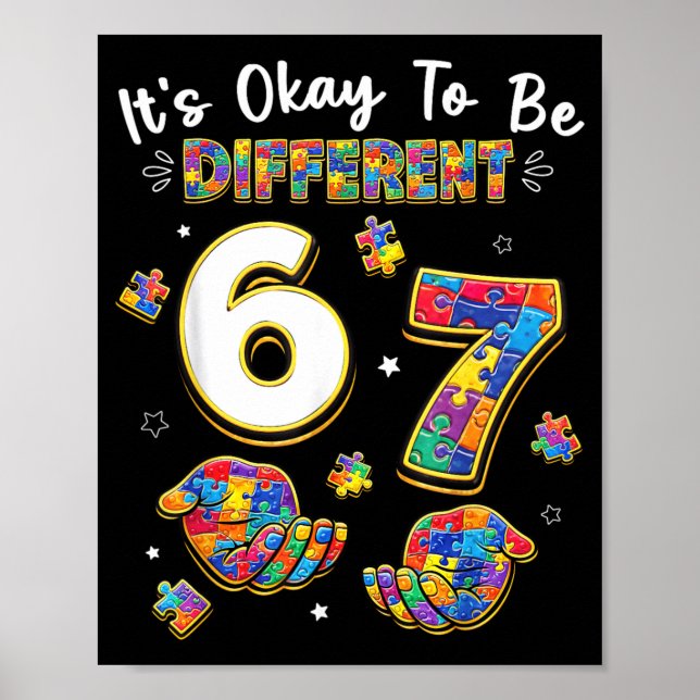 Affiche Six Seven Autism Awareness 67 Mains à être (Devant)