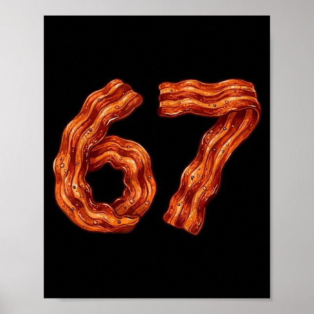 Affiche Six Seven Bacon Cool Meme 67 Funny Number  (Devant)