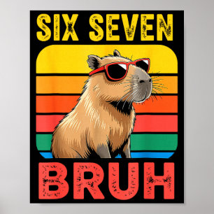 Affiche Six Seven Bruh 67 Capybara Vintage Drôle Cadeau de