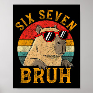 Affiche Six Seven Bruh 67 Mème Drôle Capybara Viral Six Se