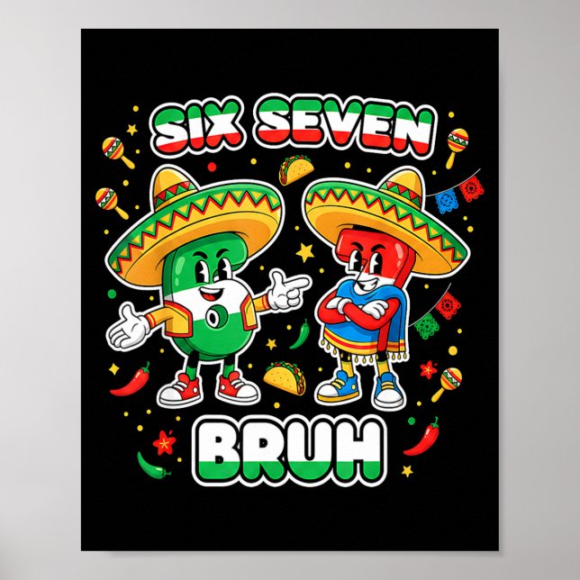 Affiche Six Seven Bruh Cinco De Mayo Drôle Enfants Mexicai (Devant)