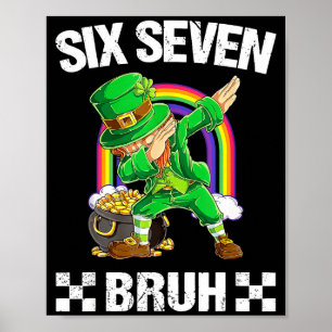 Affiche Six Seven Bruh Dabbing Leprechaun Saint-Patrick