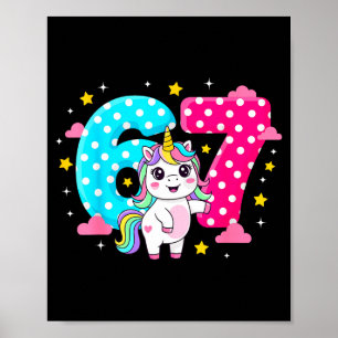 Affiche Six Seven Bruh Dabbing Licorne 6 7 Mème 7e Anniver