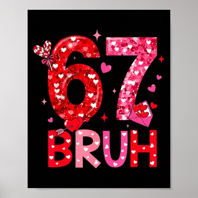 Affiche Six Seven Bruh Drôle 67 Mème Saint-Valentin Hommes (Devant)
