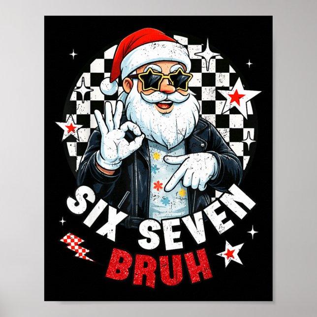 Affiche Six Seven Bruh Funny Checkered Cool Santa Claus Ro (Devant)
