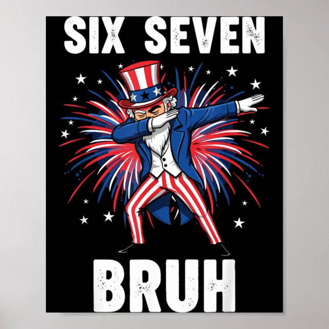 Affiche Six Seven Bruh Oncle Sam qui fait le dabbing Fête  (Devant)