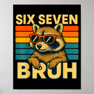 Affiche Six Seven Bruh Raton Laveur Vintage Drôle 67 Mème