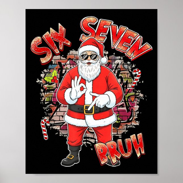 Affiche Six Seven Bruh Santa Funny 67 Six Seven Meme Chris (Devant)