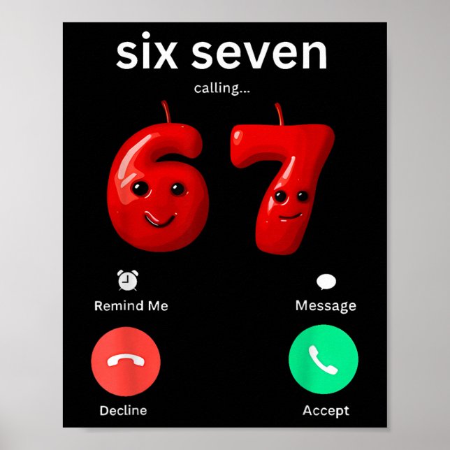 Affiche Six Seven Calling Meme Minimalist Trendy Phone Scr (Devant)