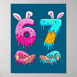 Affiche Six Seven Crème Glacée Drip Enfants Jeunesse Drôle